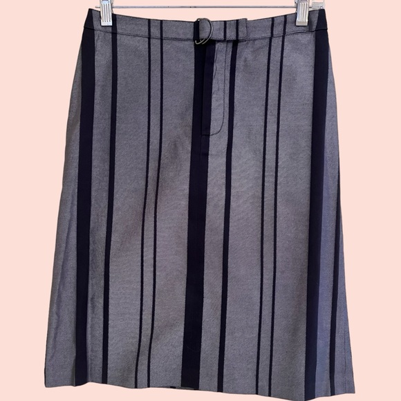 Club Monaco Black and Grey Stripe Zip Front Pencil Skirt 0 - Picture 1 of 7